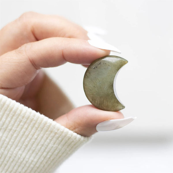 Labradorite Crystal Moon and Sentiment Card