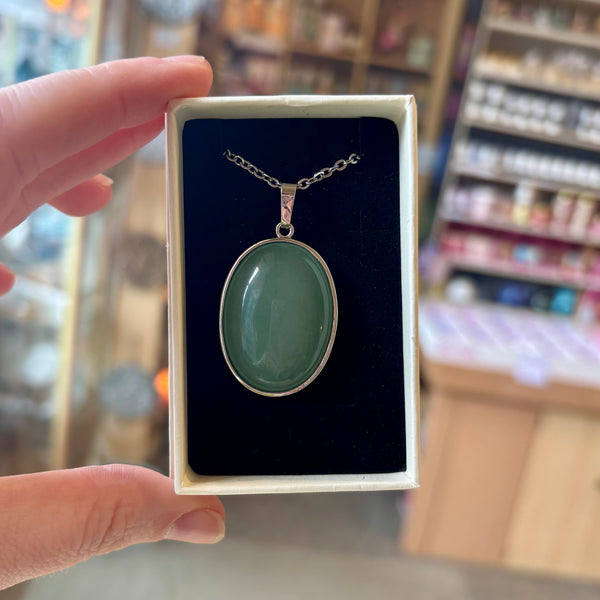 Gemstone Oval Pendant Necklace