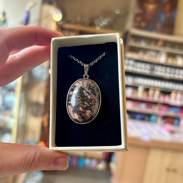Gemstone Oval Pendant Necklace