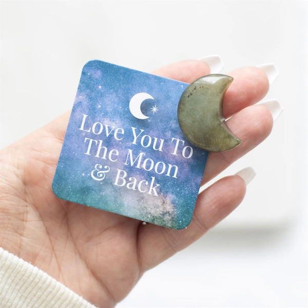 Labradorite Crystal Moon and Sentiment Card