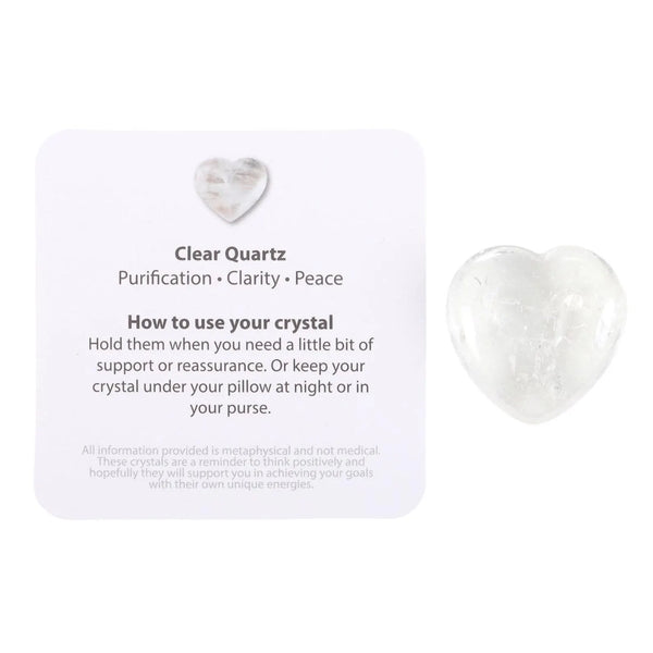 Clear Quartz Crystal Heart and Sentiment Card
