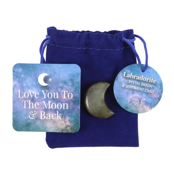 Labradorite Crystal Moon and Sentiment Card