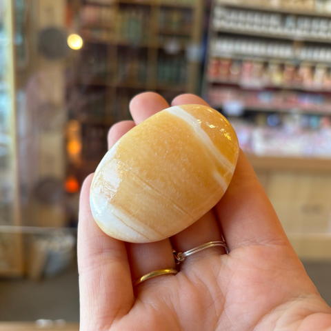 Orange Calcite Palm Stone