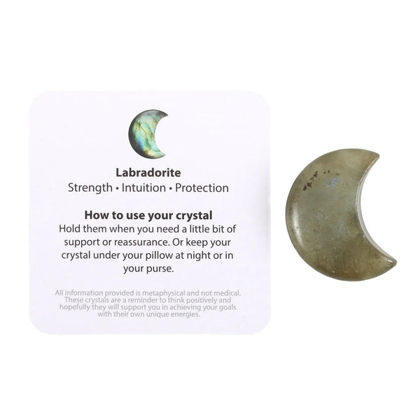 Labradorite Crystal Moon and Sentiment Card