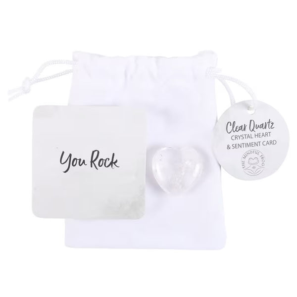 Clear Quartz Crystal Heart and Sentiment Card