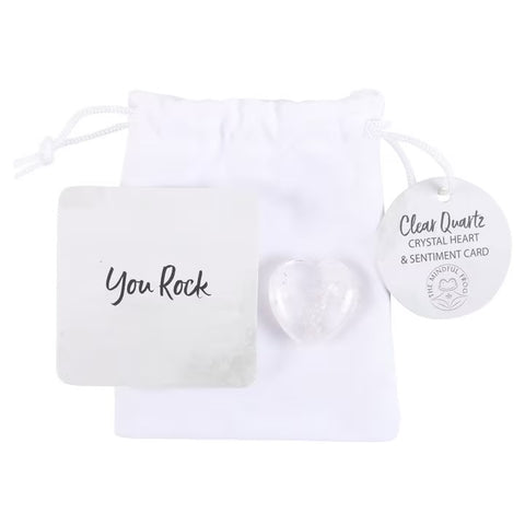 Clear Quartz Crystal Heart and Sentiment Card
