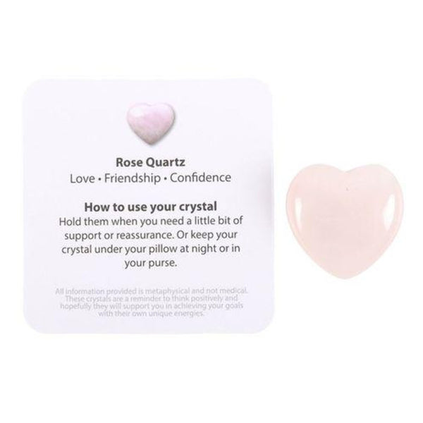 Rose Quartz Crystal Heart and Sentiment Card
