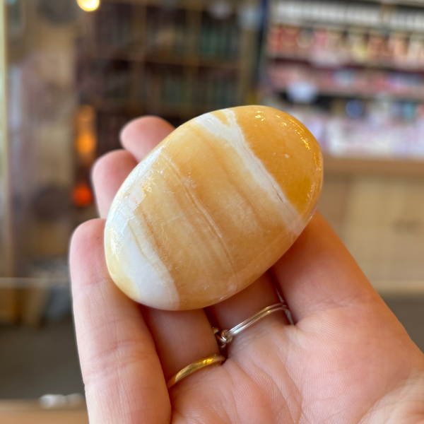Orange Calcite Palm Stone