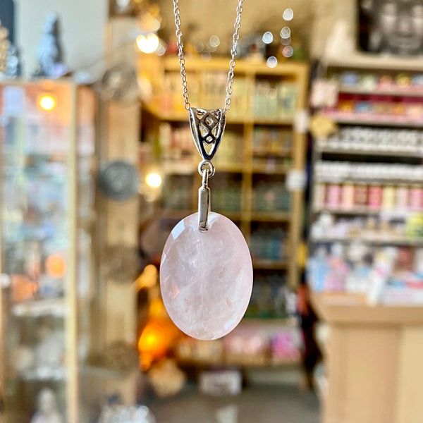 Rose Quartz Pendant Sterling Silver