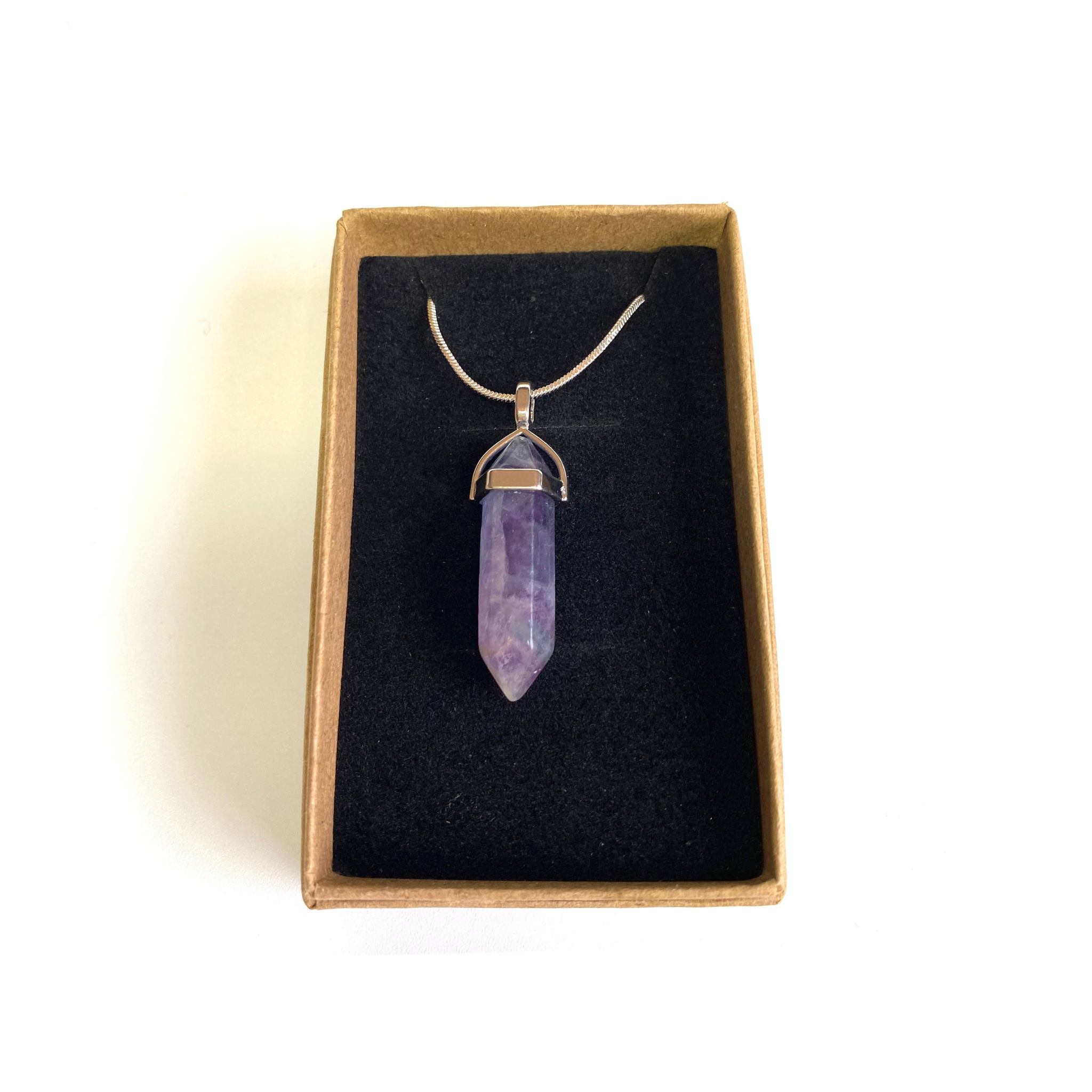 Fluorite Point Pendant Silver Plated
