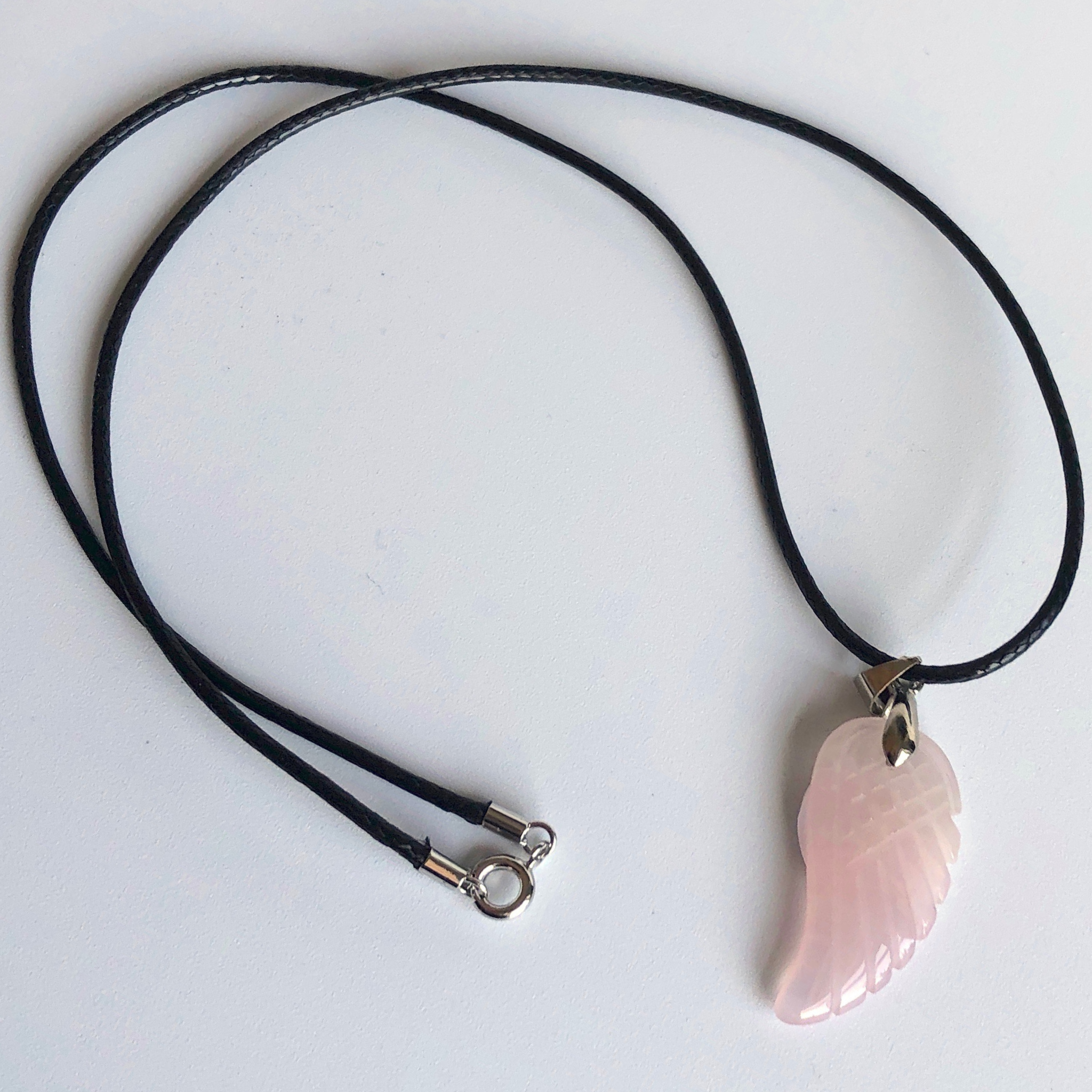 Rose quartz hot sale angel necklace