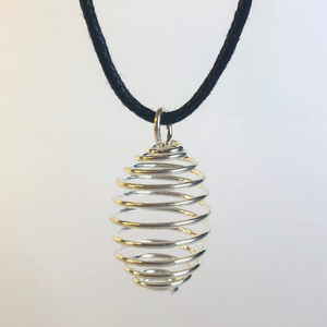 Spiral Cage Necklace Black Cord